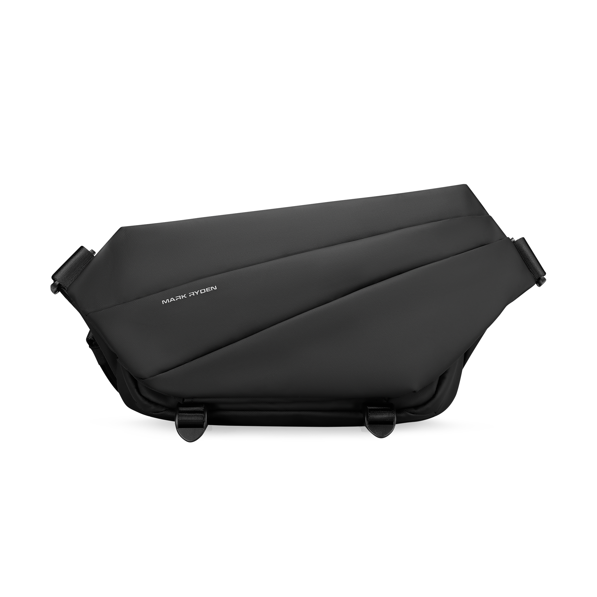 Mark Ryden Voyager black leather messenger bag with umbrella pocket