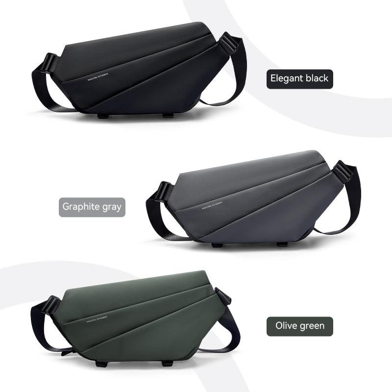 Mark Ryden Voyager leather messenger bag - elegant black/graphite gray/olive green styles