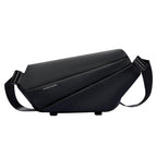 Mark Ryden Global black leather messenger bag with umbrella pocket - modern anti-theft design