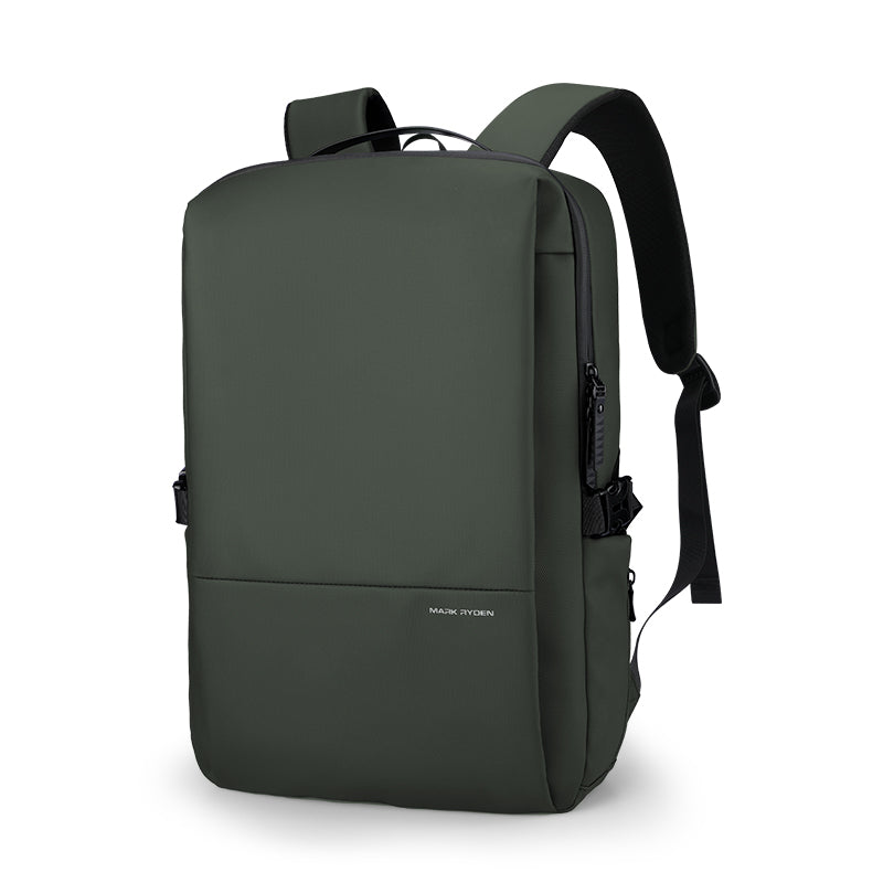 Super Light olive green waterproof leather multi-compartment commuter backpack with computer sleeve by Mark Ryden Global