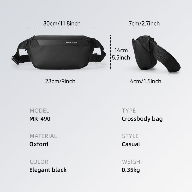MarkRyden Global Elegant Black Oxford Anti-Theft Crossbody Bag MR-490