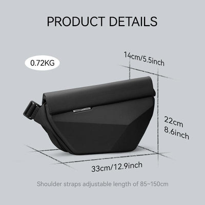 MARK RYDEN Global black waterproof scratch-resistant crossbody bag with dimensions