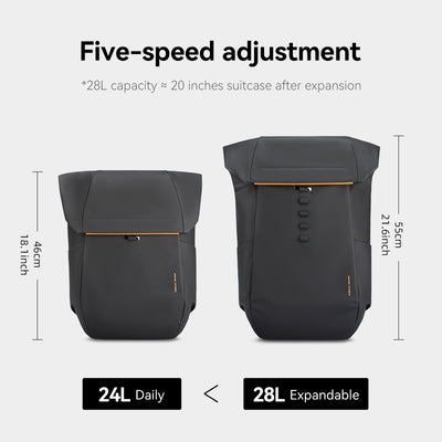 MARK RYDEN Global 180° closure dark gray anti-theft 28L expandable backpack