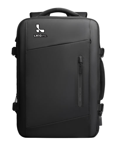 Black Mark Ryden anti-theft backpack with custom Leia Inc. logo – modern travel bag