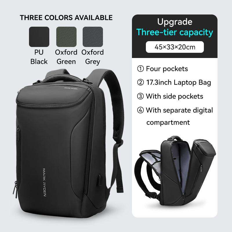 MarkRyden Compacto Pro daily backpack - 3-colors, 17.3" laptop, 4 pockets