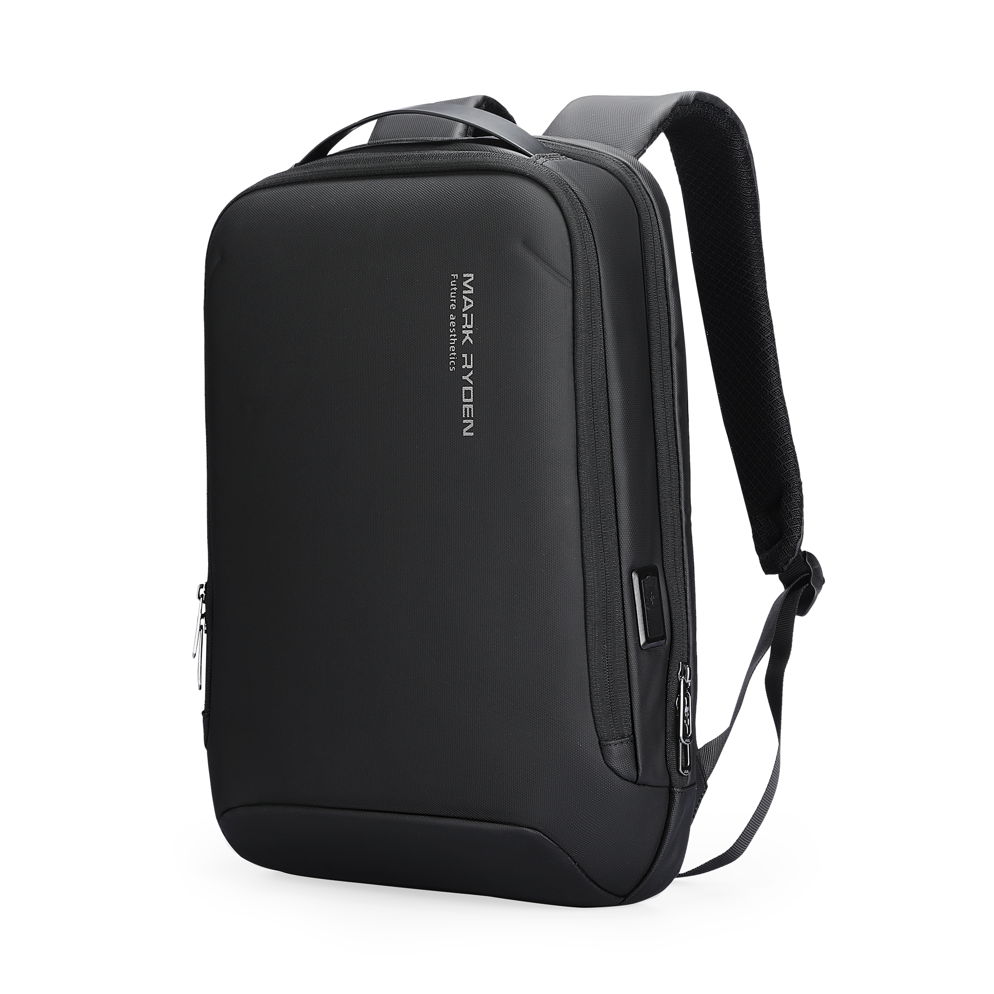 Mark Ryden black futuristic minimalist anti-theft backpack