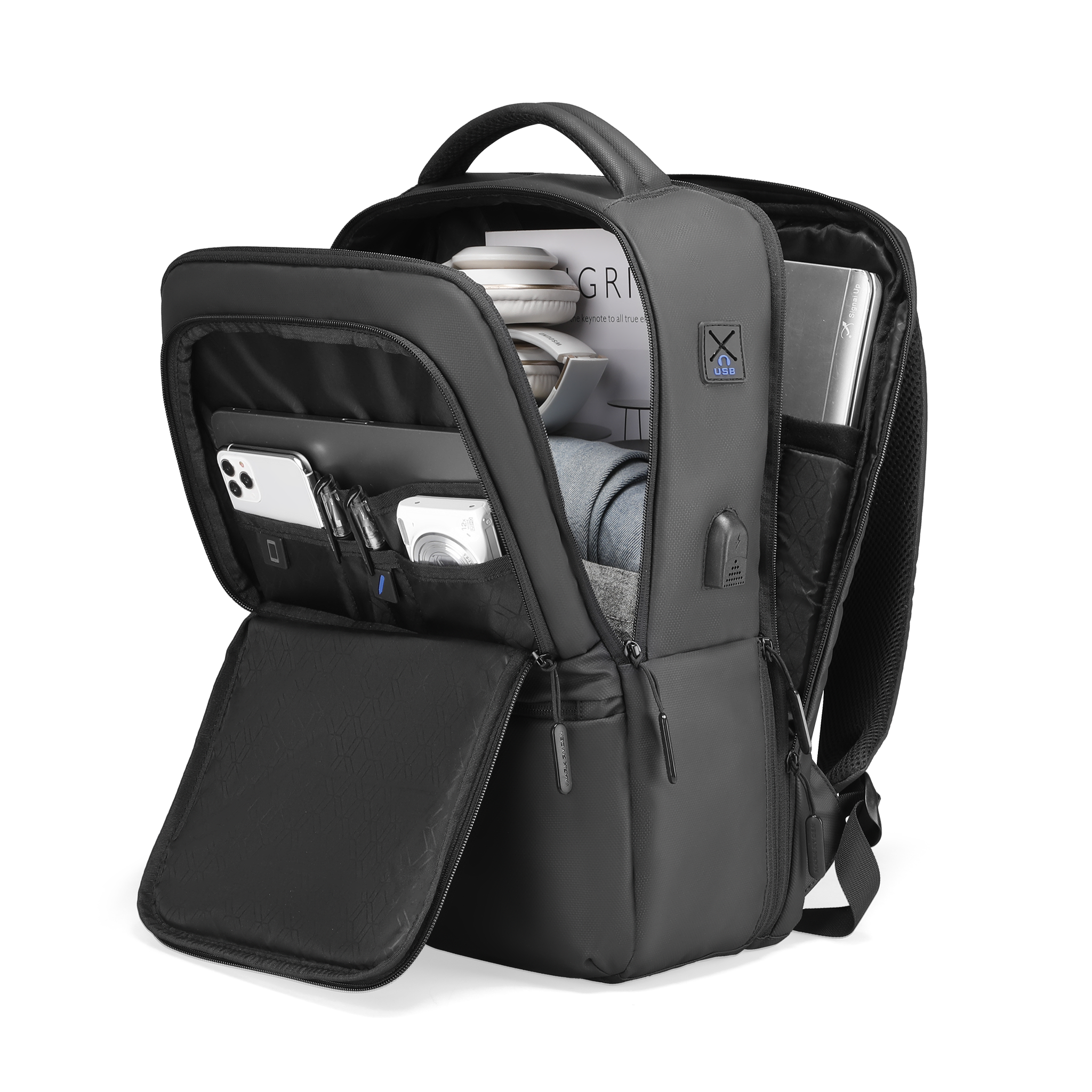 Mark Ryden Global Fady 2nd Gen black USB charging anti-theft laptop backpack with organized compartments