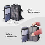Mark Ryden Global multifunctional business backpack with compression feature, YKK zipper, before/after space expansion