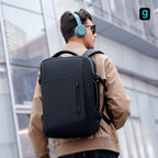 Mark Ryden Global's black expandable laptop backpack for modern travelers