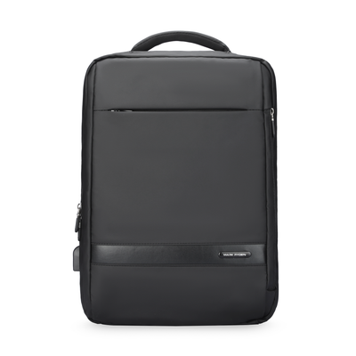Black Mark Ryden travel backpack with leather accents and top handle