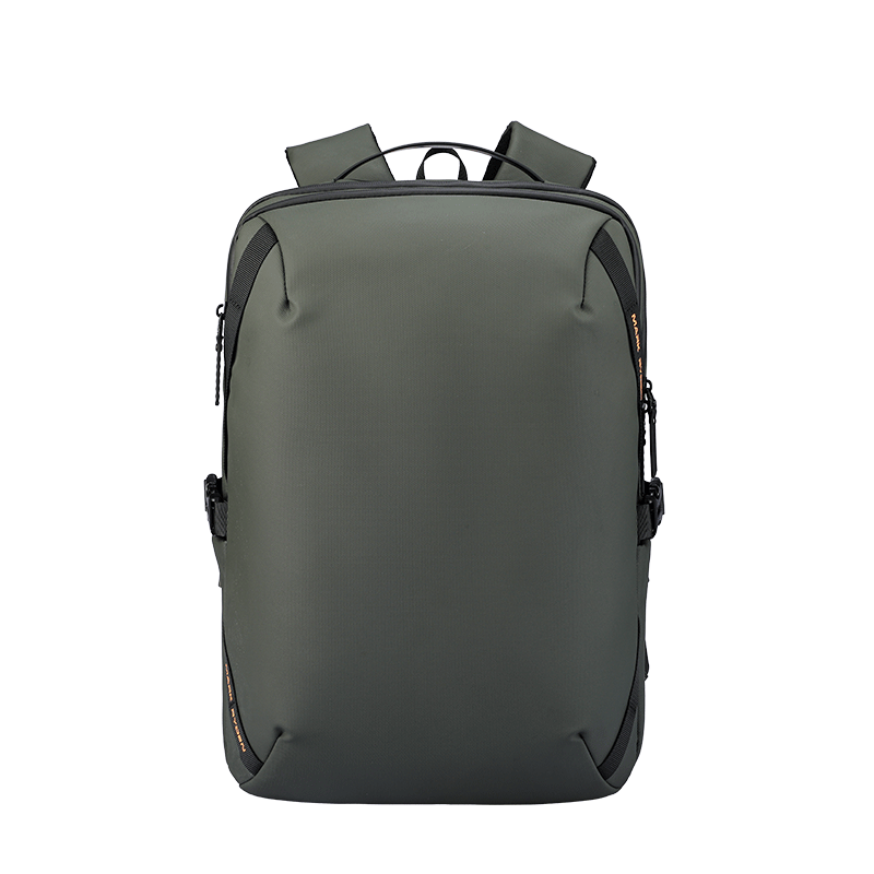 Olive green Mark Ryden multi-functional large capacity backpack with zippered side pockets and padded shoulder straps, designed for modern travelers.