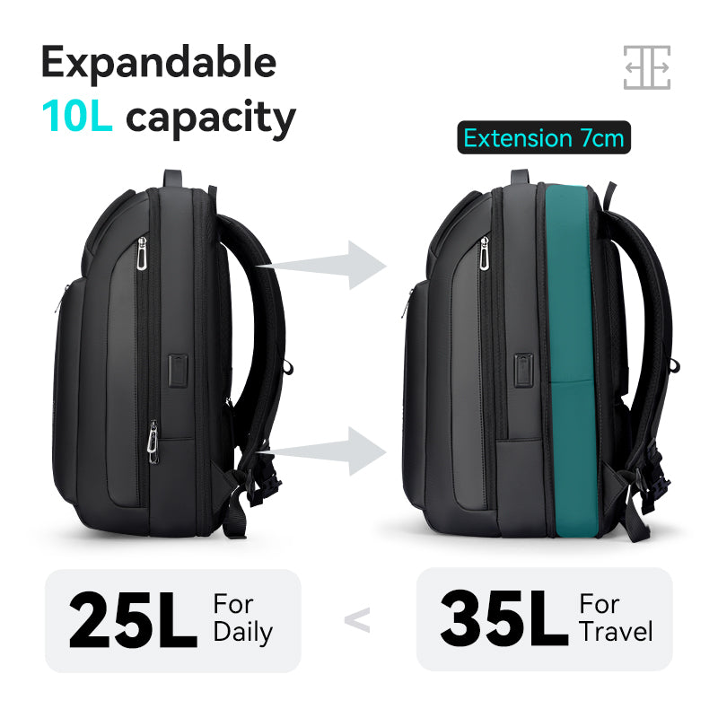 Transforma expandable backpack: 10L-35L capacity, oxford waterproof, expandable 7cm, daily/travel use