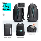Transforma black waterproof Oxford backpack with wet/dry pocket - MarkRyden Global