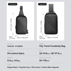 Mark Ryden Global waterproof black crossbody bag standard vs upgrade dimensions