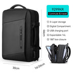 Mark Ryden Global expandable laptop backpack - black design with 3-layer storage, USB port, 14L capacity for daily commuting
