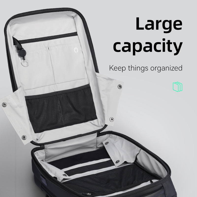 Mark Ryden Global's Ratio Arc Apex hard-shell backpack with organized interior space