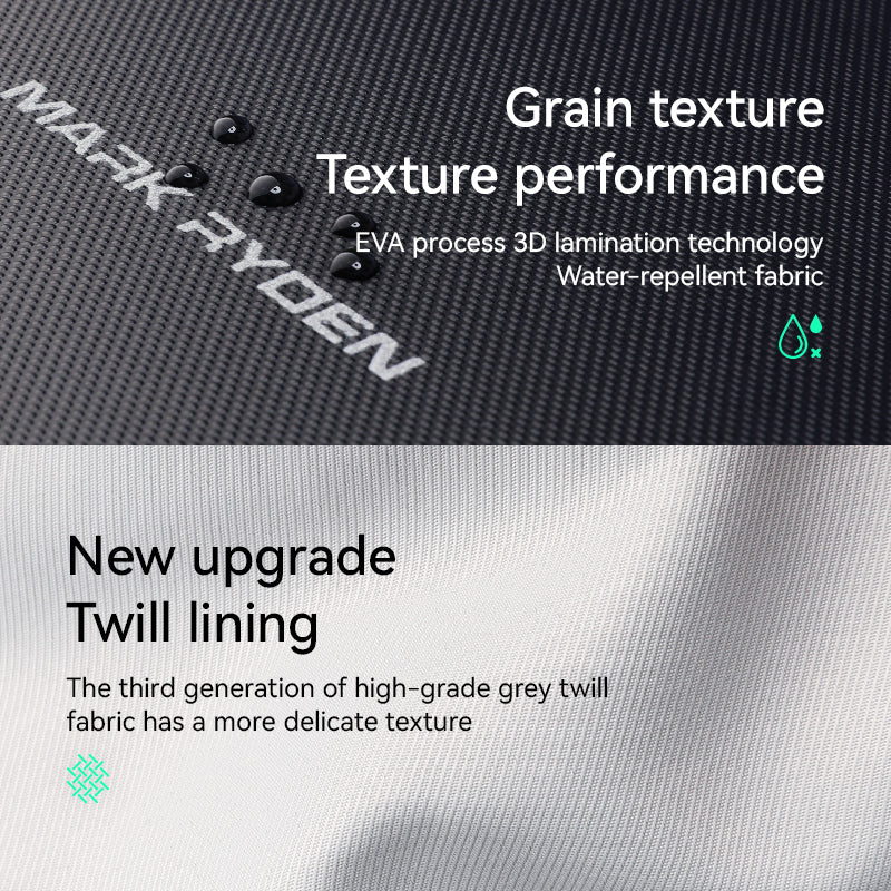 Mark Ryden backpack: Water-resistant grain texture & twill lining materials