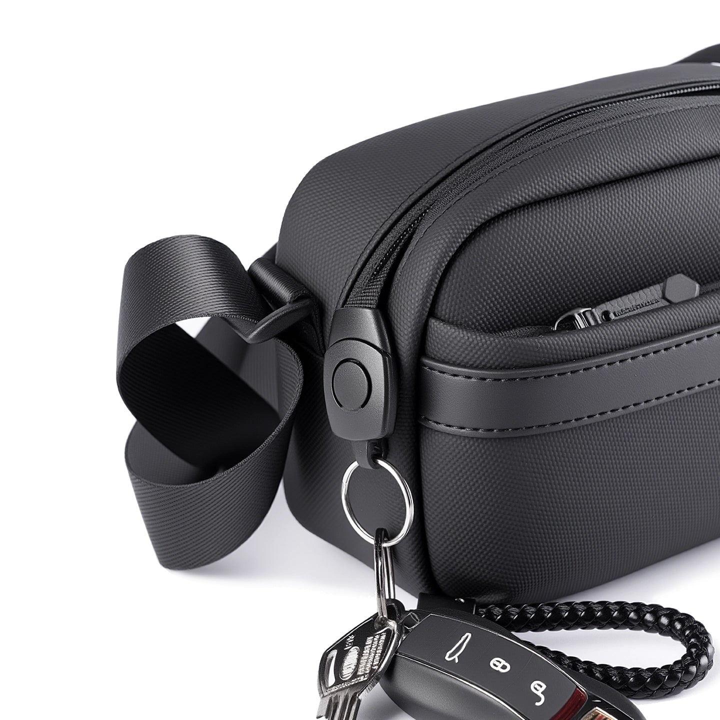ExecSlim: Slim Business Crossbody Bag with 3 Compartments and Key Hook