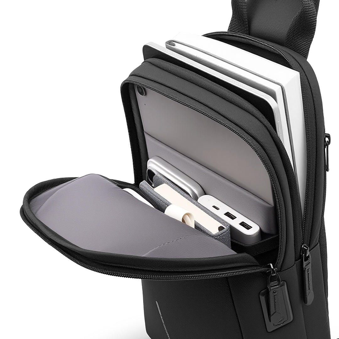 TechPouch: Crossbody Chest Bag with USB Port & iPad Mini Compatible