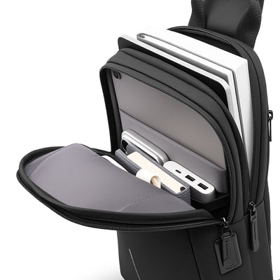 TechPouch: Crossbody Chest Bag with USB Port & iPad Mini Compatible