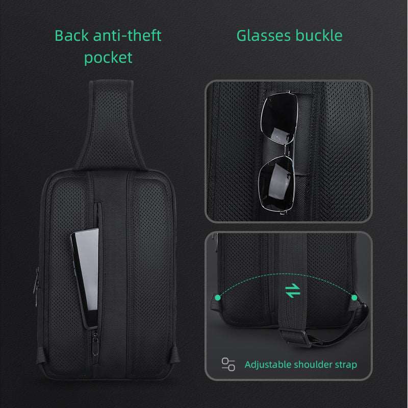 Black premium double pack crossbody bag with anti-theft pocket, glasses buckle, adjustable strap - Mark Ryden Global