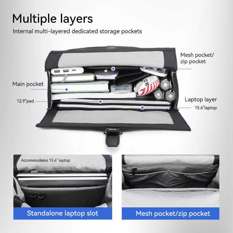 Professional stylish backpack with multiple layers & storage pockets for daily commuting