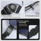 Mark Ryden Youthful Fashionable Messenger Bag with rotary buttons, stretchable keychain, double magnetic clasp, and adjustable straps.