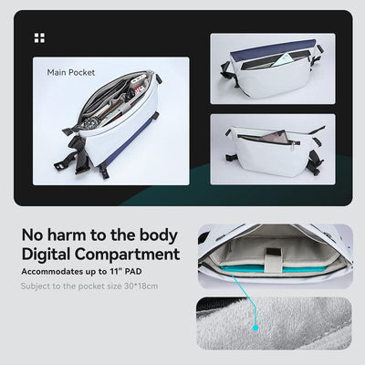 MarkRyden Global white anti-theft youthful messenger bag with digital compartment