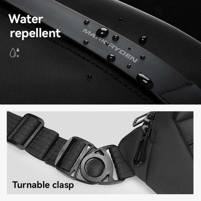 Mark Ryden waterproof scratch-resistant crossbody bag with turnable clasp