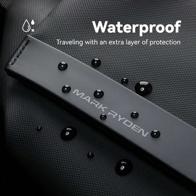 Mark Ryden waterproof oxford crossbody bag strap with water droplets showcasing waterproof feature