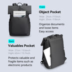 Black anti-theft backpack with front object pocket & back valuables pocket for daily commute - MarkRyden Global