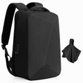 MARK RYDEN Global black diamond-cut hard shell waterproof laptop backpack with rain poncho