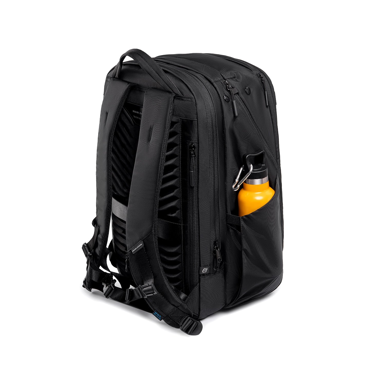 Mark Ryden Globalist expandable travel backpack with yellow water bottle