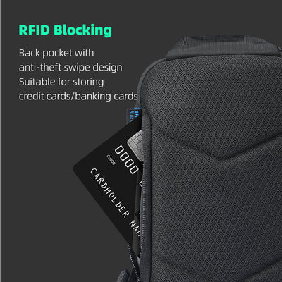 ChargeSling MR127: RFID-Safe Chest Bag with USB Charging Port For Commute