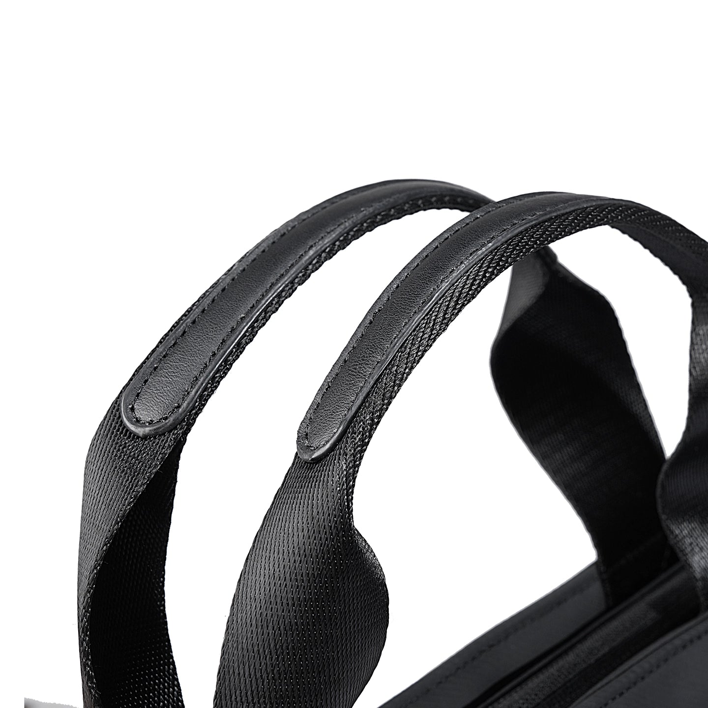 MarkRyden Global FortiCore briefcase black leather handles with stitching detail