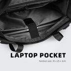 MarkRyden Global black tech-integrated messenger bag with dedicated laptop pocket