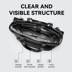 Mark Ryden Global black tech-integrated messenger bag with dedicated charger compartment