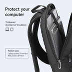 Black UrbanLite Pro sleek water-resistant business travel backpack with thickened shockproof insulation, featuring laptop (27x41x3cm) and iPad (25x15cm) pockets.