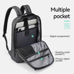 Black compact laptop backpack with multiple pockets, digital compartment, mesh & privacy pockets - MarkRyden Global