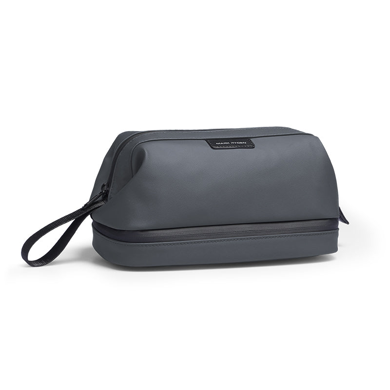 Gray Mark Ryden Switchstorage V toiletry bag with dual compartments, wrist strap