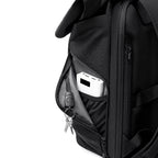 Black Mark Ryden MorphCore backpack with zippered pocket containing power bank and keys