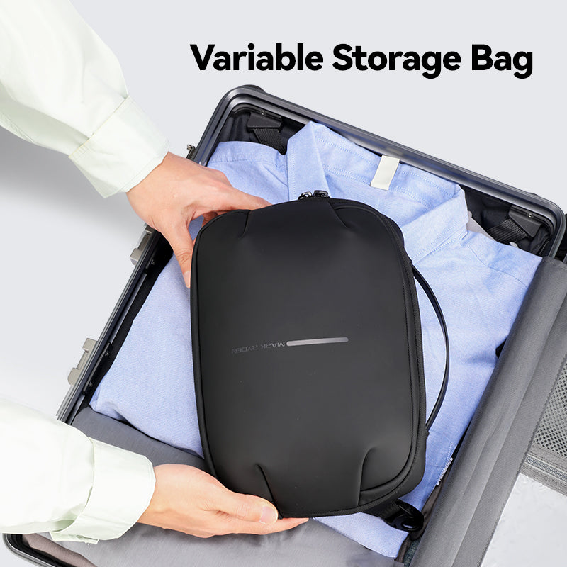 MarkRyden Global's AquaLite waterproof sling bag in black, variable storage for travel