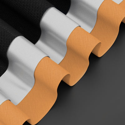 MarkRyden Global AeroSling anti-theft bag materials: black mesh, silver, orange fabric