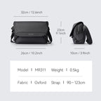Black GameFlow Waterproof Switch Sling Bag for Urban Gamers, Oxford fabric, model MR311, 0.5kg weight, dimensions 32x26x23cm, adjustable strap 90-123cm.