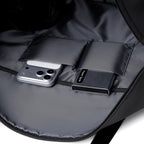 MARK RYDEN Global TransitPro duffel bag interior with silver smartphone and power bank