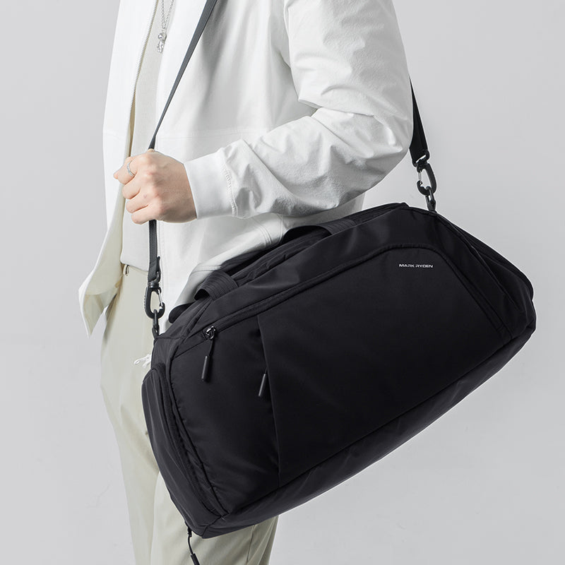 Mark Ryden Global black anti-theft travel duffel bag with separate shoe compartment for gym