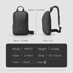 StealthChest RFID secure chest bag - black oxford fabric backpack 29x18x9cm