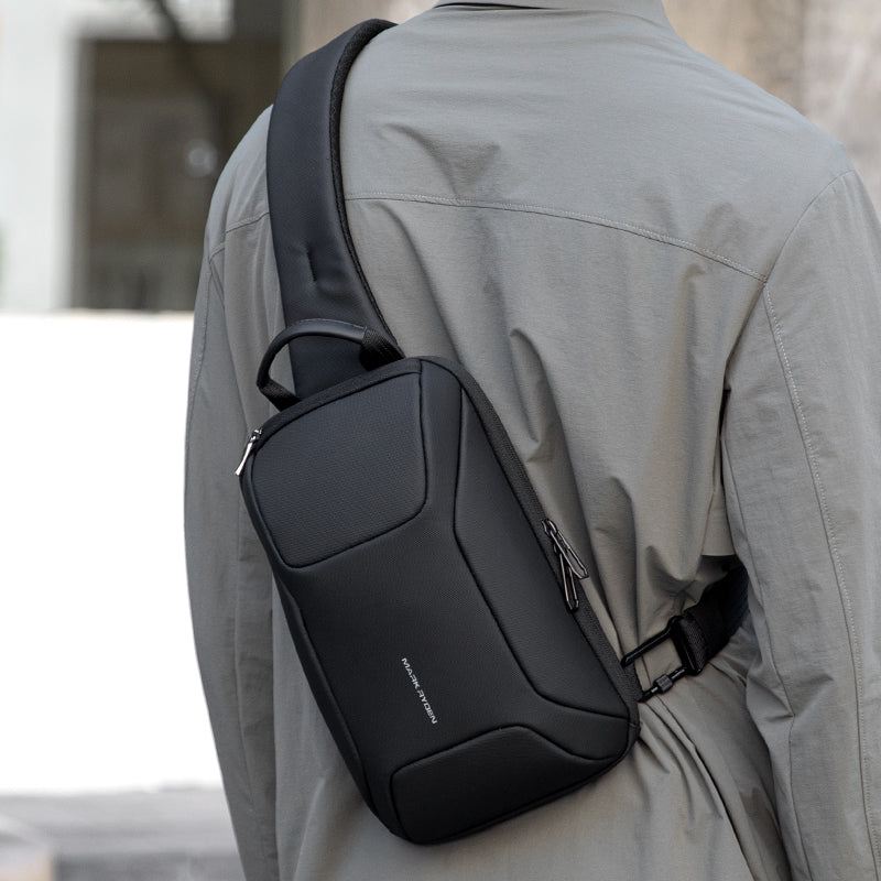 StealthChest anti-theft RFID chest bag with adjustable strap on modern traveler