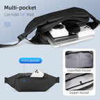 Mark Ryden Global black water-repellent shoulder bag with multi-pockets holding iPad