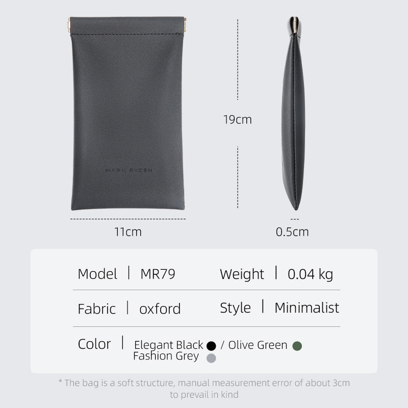 Mark Ryden Global MR79 sunglasses pouch - elegant black oxford fabric, minimalist style, 11x19cm dimensions